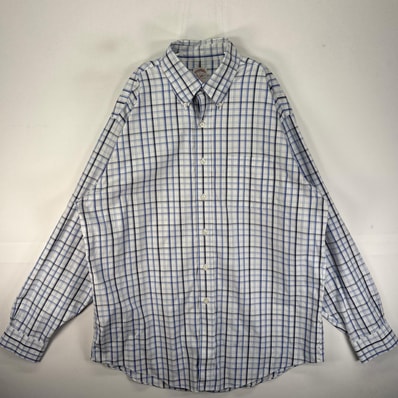 古着 ブルックスブラザーズ Brooks Brothers 長袖シャツ ボタンダウン 胸ポケット L ネイビー系 チェック メンズ