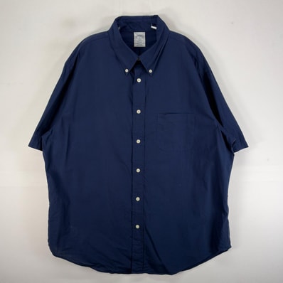 古着 ブルックスブラザーズ Brooks Brothers 半袖シャツ 胸ポケ REGENT 1818 XL ネイビー系 無地 メンズ