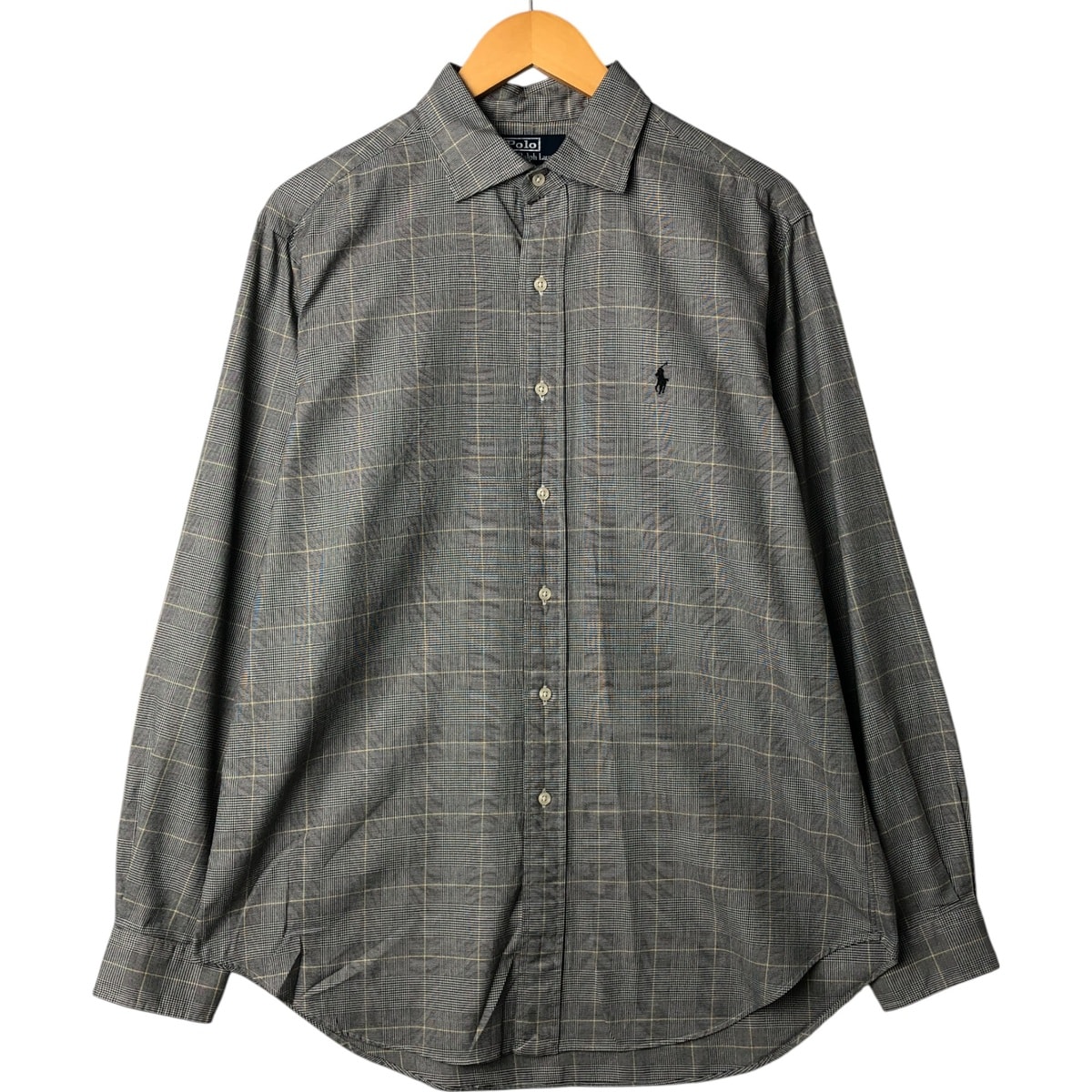 古着 ラルフローレン Ralph Lauren POLO by Ralph Lauren WESTERTON CLASSIC FIT グレンチェック ワイドカラー 長袖 コットンチェックシャツ メンズL相当/eaa563750