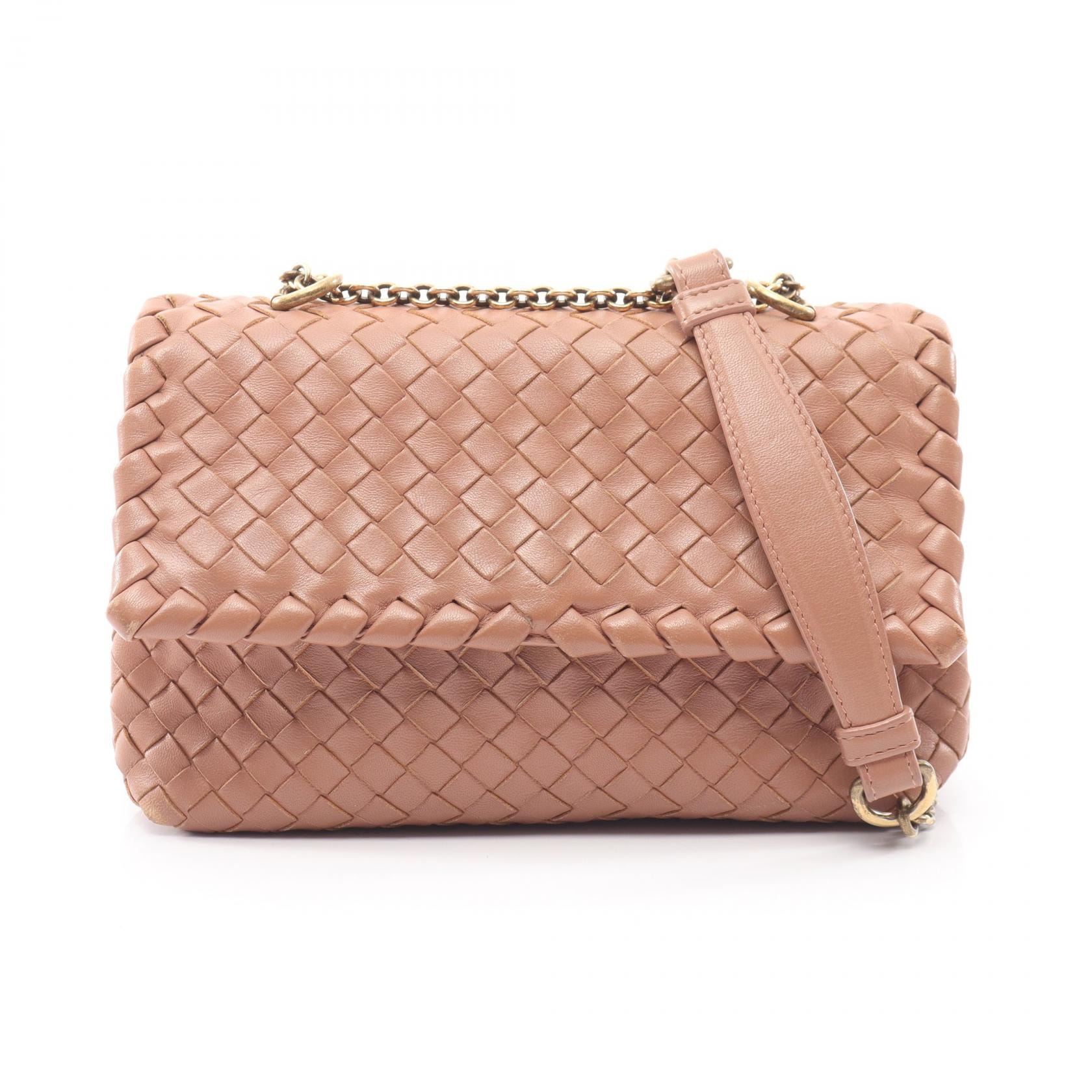 ボッテガヴェネタ BOTTEGA VENETA オリンピア イントレチャート ショルダーバッグ バッグ レザー レディース ピンク系 【中古】