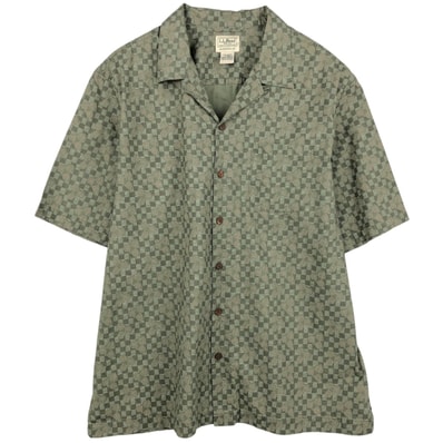 古着 90~00年代 エルエルビーン L.L.Bean 総柄 半袖 オープンカラー コットンシャツ ボックスシャツ メンズL相当 ヴィンテージ/eaa655961