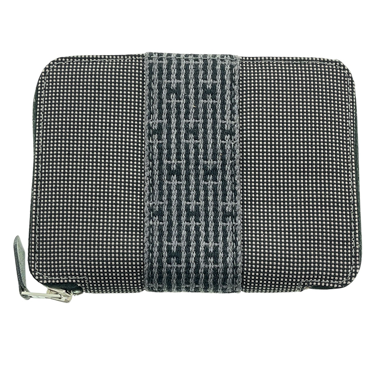 HERMES エルメス エールライン パースPM 二つ折り財布 キャンバス ブラック  レディース【中古】