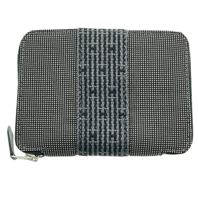 HERMES エルメス エールライン パースPM 二つ折り財布 キャンバス ブラック レディース【中古】