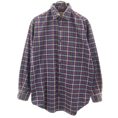 L.L.Bean エルエルビーン 80s 90s オールド チェック柄 長袖 シャツ M ネイビー アウトドア