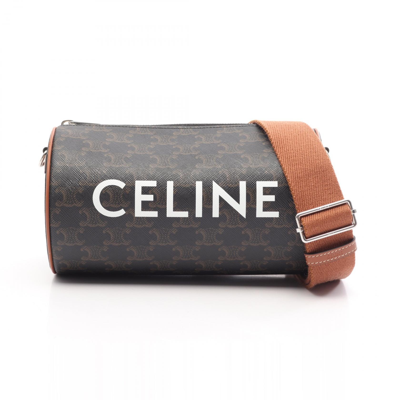 セリーヌ CELINE トリオンフ ショルダーバッグ バッグ PVCコーティングキャンバス レザー レディース ブラック系 / ブラウン系 110052EKK 【中古】