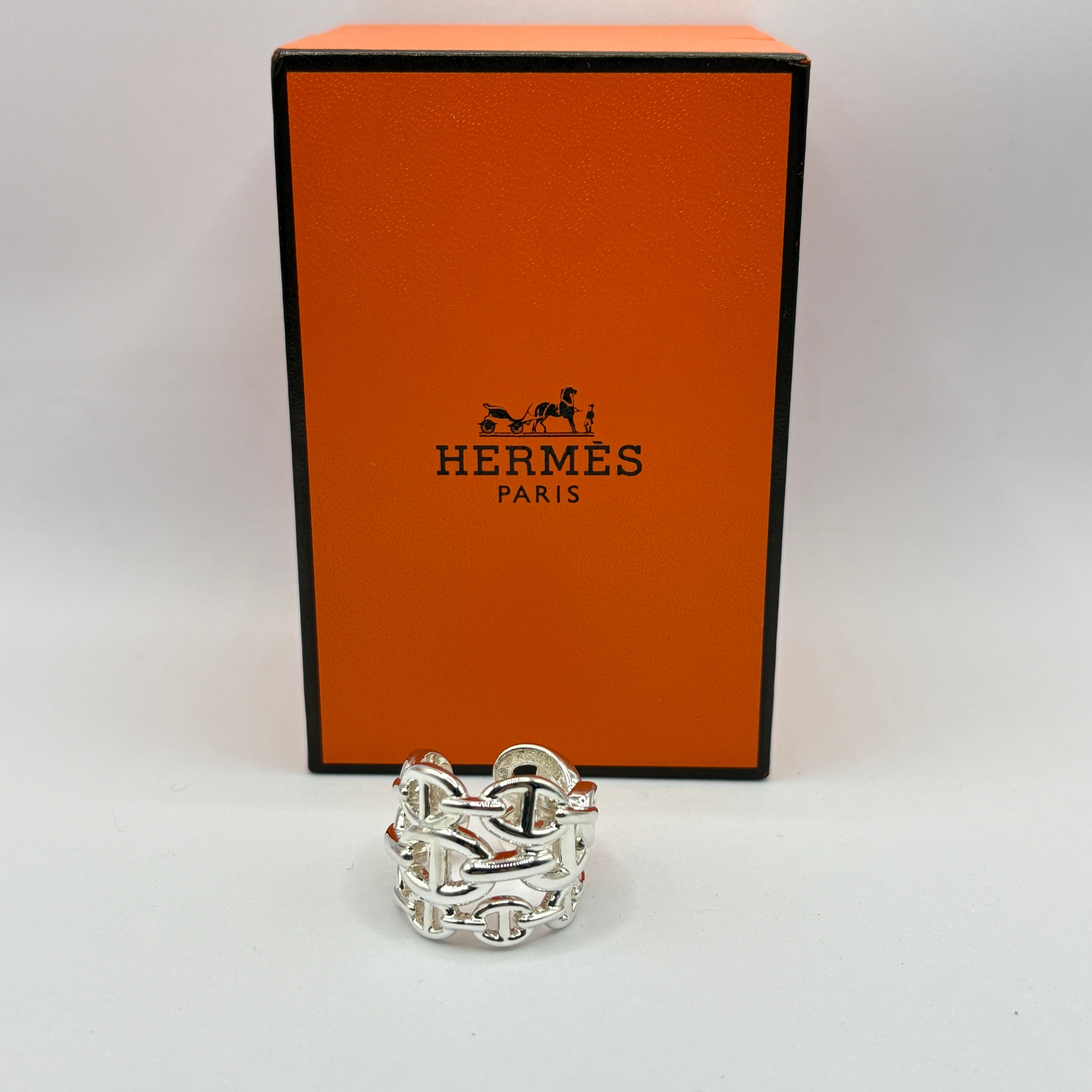 Hermes Chaine D'ancre Enchainee Ring Large Model "Silver"