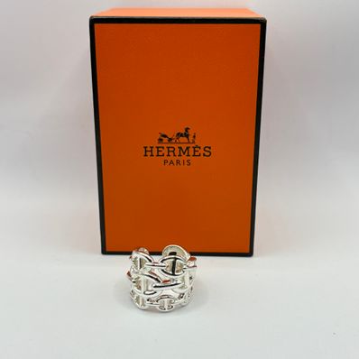 Hermes Chaine D'ancre Enchainee Ring Large Model "Silver"