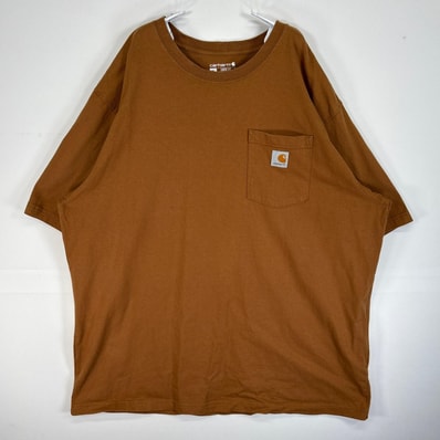 古着 カーハート Carhartt 半袖Tシャツ 大きいサイズ 肉厚 ワンポイント ロゴ ロデオ XL ブラウン系 バックプリント メンズ