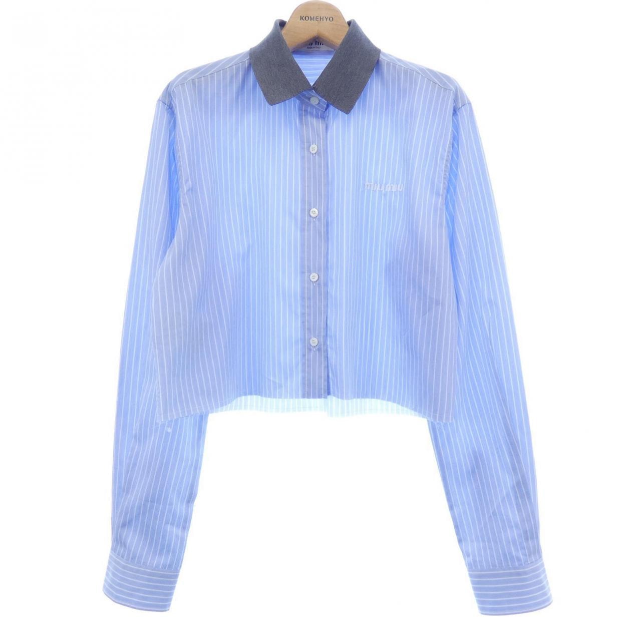 ミュウミュウ MIU MIU ポプリン ストライプ クロップド MK1694 SEM1 137Q シャツ
