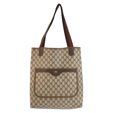 美品 GUCCI グッチ ヴィンテージ シェリーライン ベージュ ブラウン GGスプリームキャンバス トートバッグ ショルダーバッグ 603301 【中古】