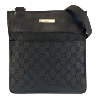 美品 GUCCI グッチ ブラック 黒 シルバー金具 GGキャンバス レザー/ ショルダーバッグ ポシェット 604298 【中古】