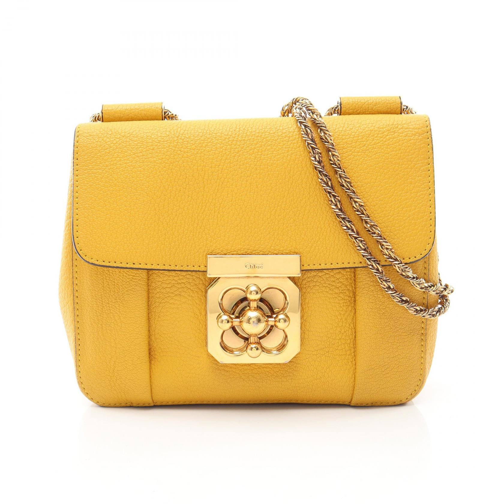 クロエ Chloe エルシー ショルダーバッグ バッグ レザー レディース イエロー系 【中古】