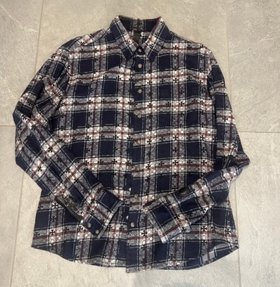 Chrome Hearts Loose End Cross Patch Cross Pattern Check L/S Shirt "Navy/Silver"