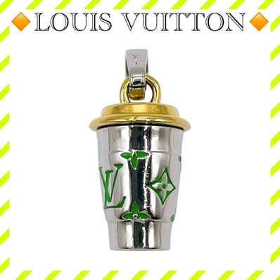 美品 ルイヴィトン M02568 LVカップ チャーム ネックレストップ 銀 緑