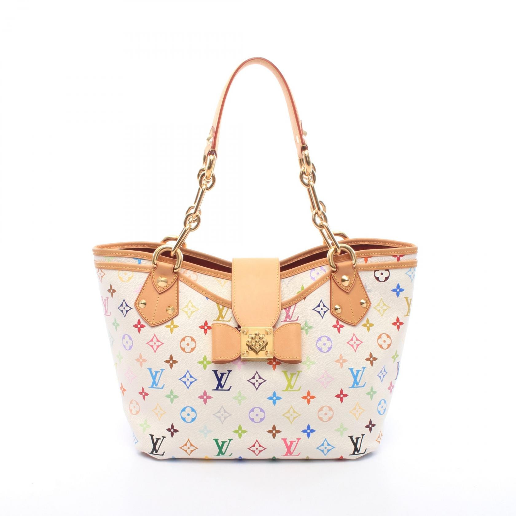 ルイ・ヴィトン LOUIS VUITTON アニーMM トートバッグ バッグ PVCコーティングキャンバス レザー モノグラム・マルチカラー ブロン レディース ホワイト系 M40307 【中古】