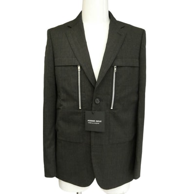 COMME des GARCONS HOMME DEUX コムデギャルソンオムドゥ 26SS DQ-J040-051 Wool Shadow Stripe ZIP Jacket フロントジップデザインウール ストライプ テーラードジャケット【極上美品】【中古】
