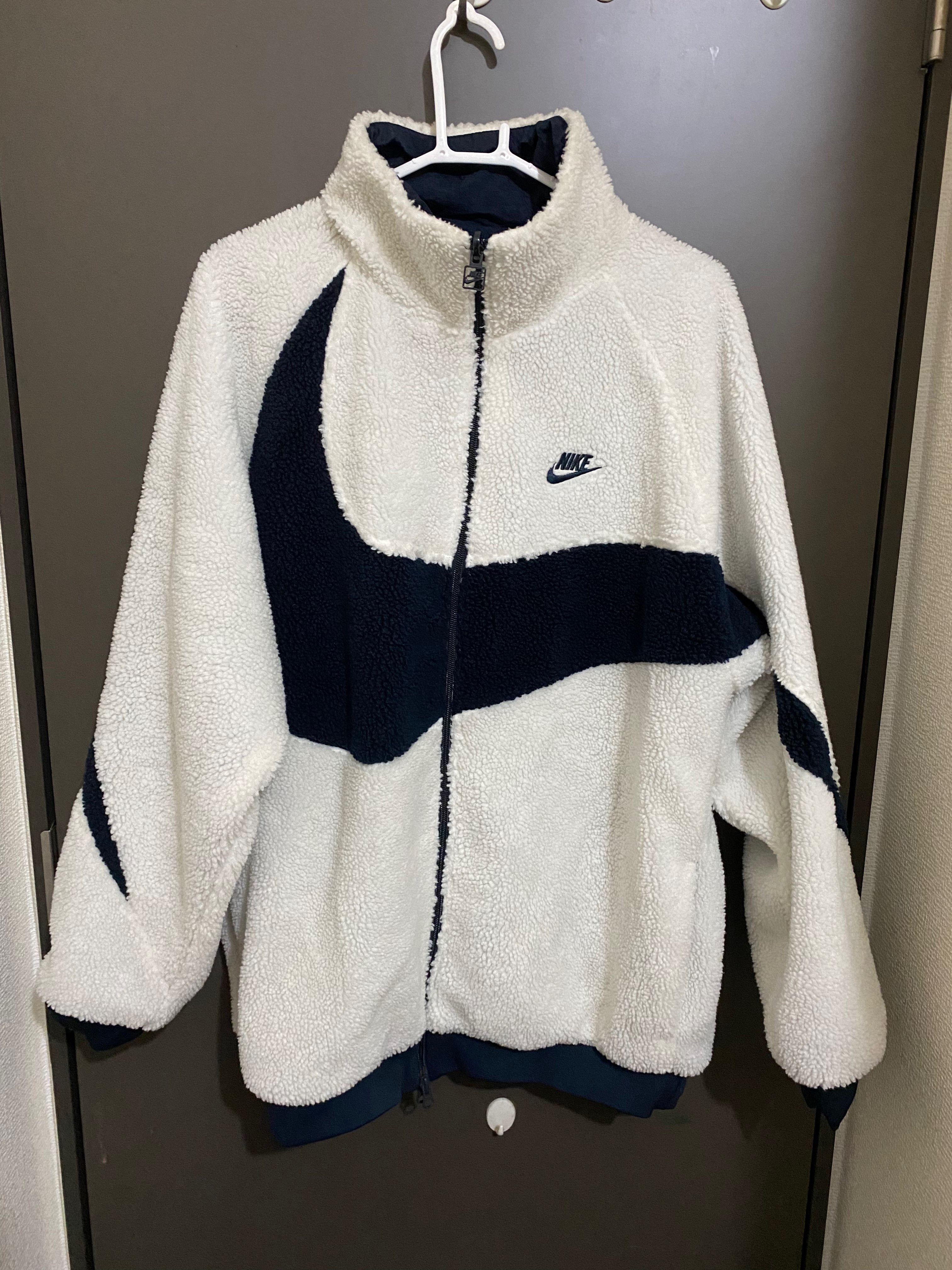 Nike Big Swoosh Reversible Boa Jacket "Sail/Dark Obsidian"