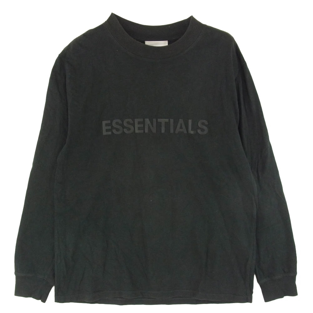 FEAR OF GOD フィアオブゴッド ESSENTIALS エッセンシャルズ ラバーロゴ 長袖 Tシャツ カットソー ブラック系 S【中古】
