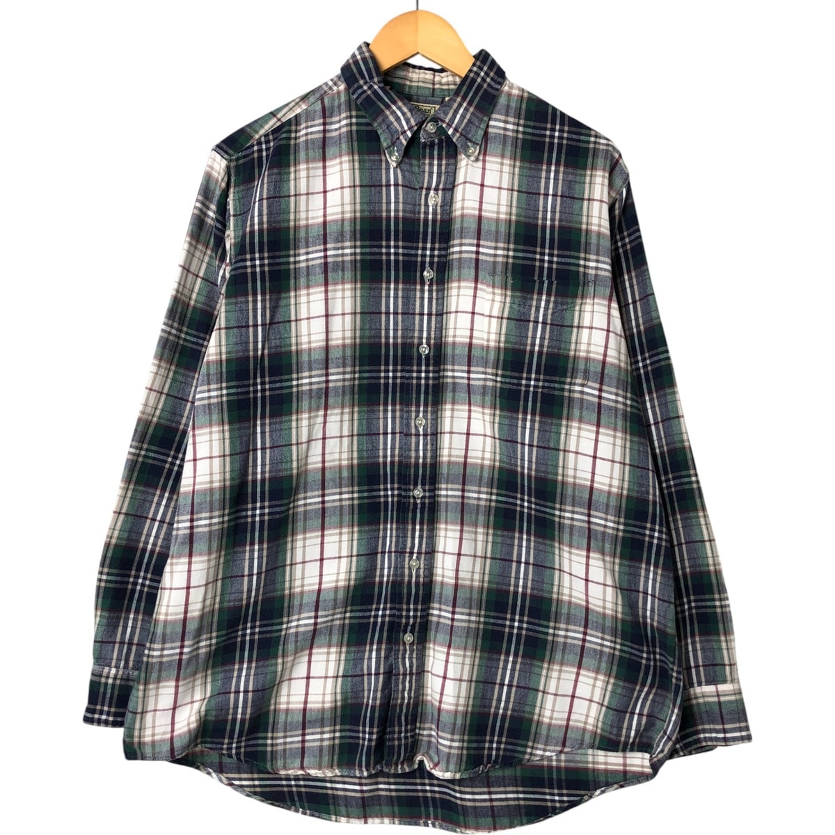 古着 80~90年代 エルエルビーン L.L.Bean 長袖 ボタンダウン ライトネルチェックシャツ USA製 メンズL相当 ヴィンテージ/eaa550656
