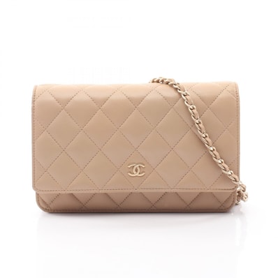 シャネル CHANEL マトラッセ ショルダーバッグ バッグ ラムスキン(羊革) レディース ベージュ系 【中古】