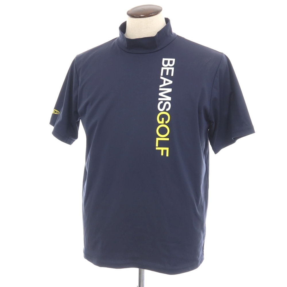 【中古】ビームス ゴルフ BEAMS GOLF ポリエステル モックネック 半袖Tシャツ ネイビー【サイズL】【メンズ】