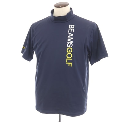 【中古】ビームス ゴルフ BEAMS GOLF ポリエステル モックネック 半袖Tシャツ ネイビー【サイズL】【メンズ】