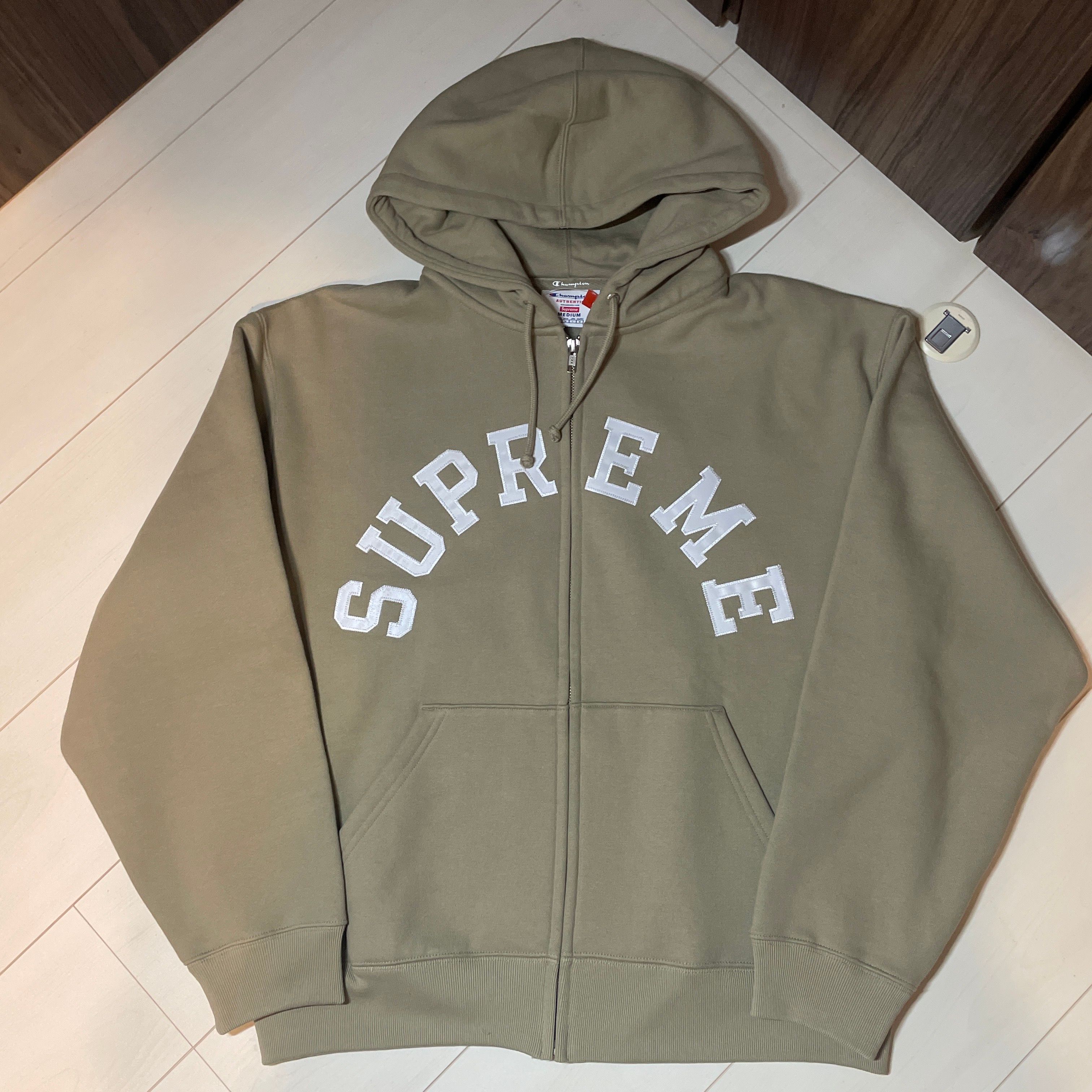 Supreme x Champion Zip Up Hooded Sweatshirt "Tan"
