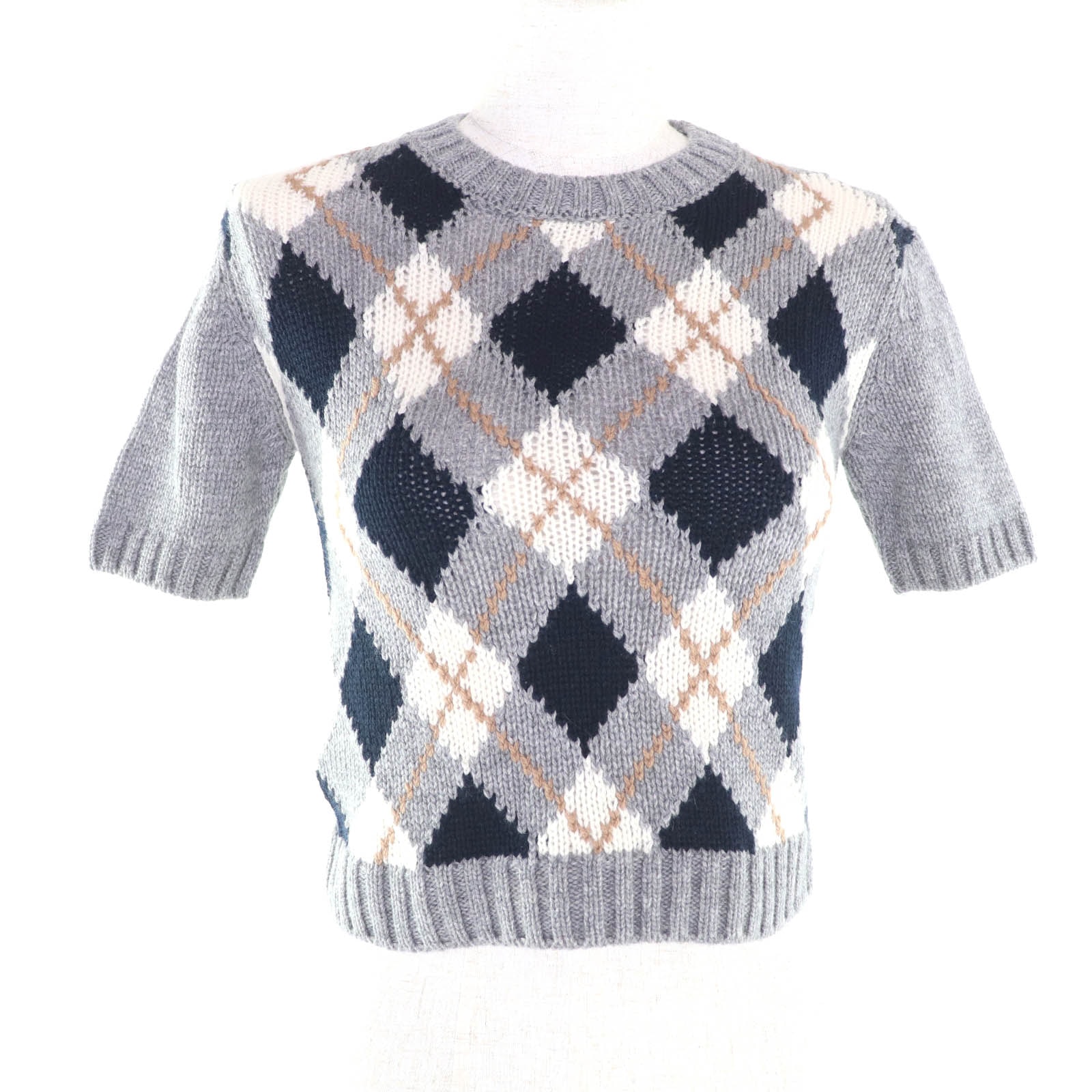 極美品 プラダ 半袖ニット グレー レディース 36 P24T2P