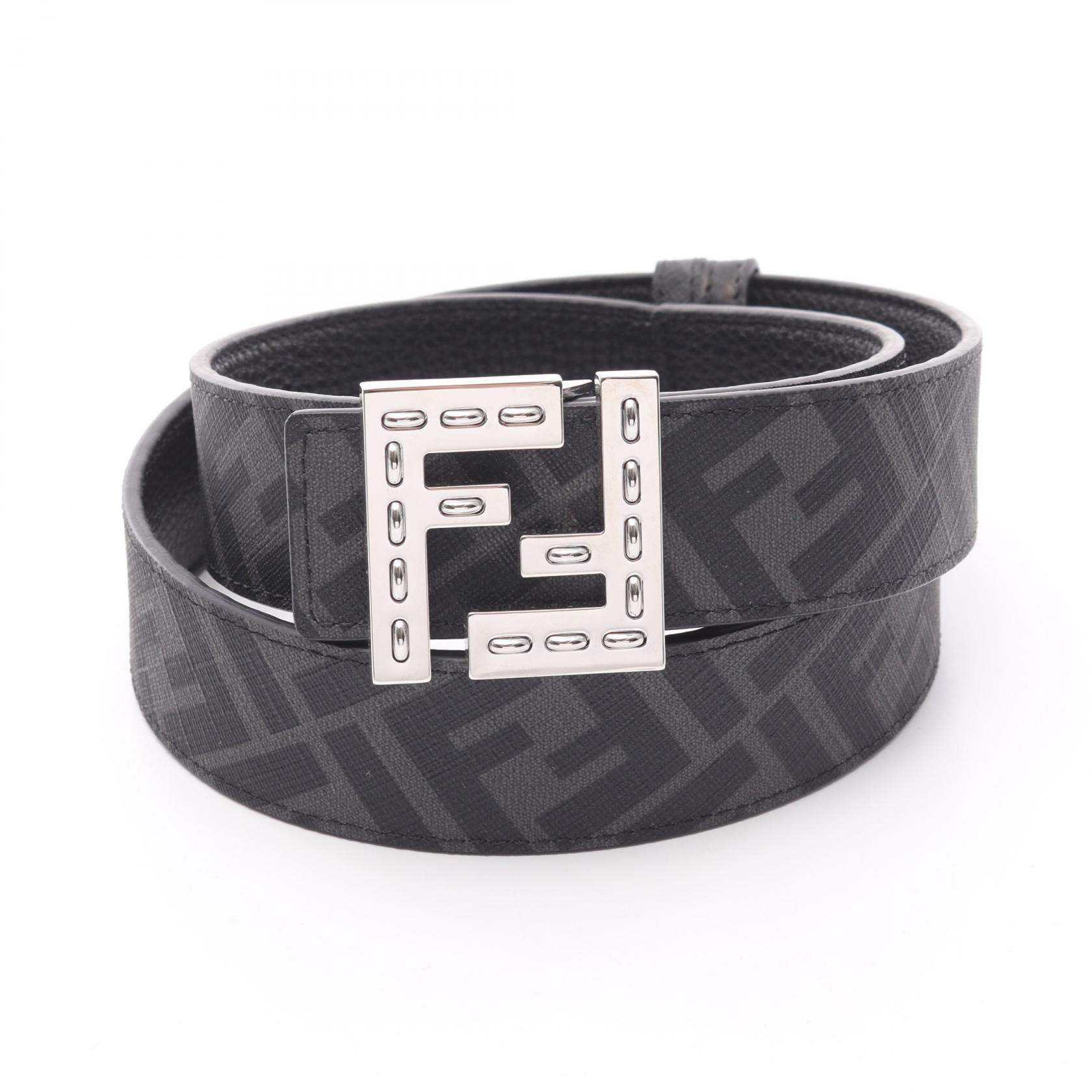 フェンディ FENDI FFスクエア ベルト 衣料品 レザー メンズ ブラック系 / グレー系 7C0535AFF1F0GXN90 【中古】