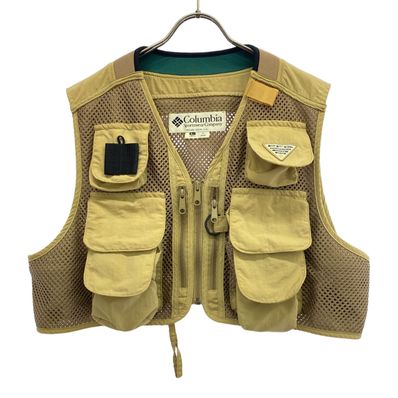 Columbia コロンビア 90s オールド フィッシング ベスト LL ベージュ アウトドア FM1400 PFG