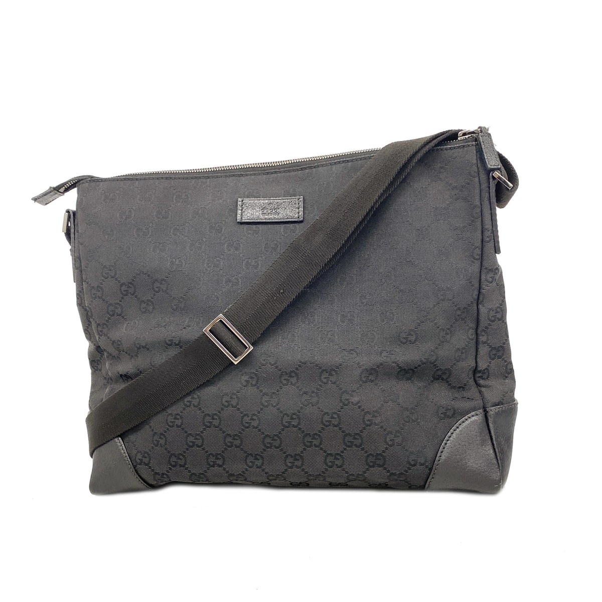 【6he4744-k】グッチ ショルダーバッグ GGキャンバス 110054 キャンバス ブラック シルバー金具【中古】レディース