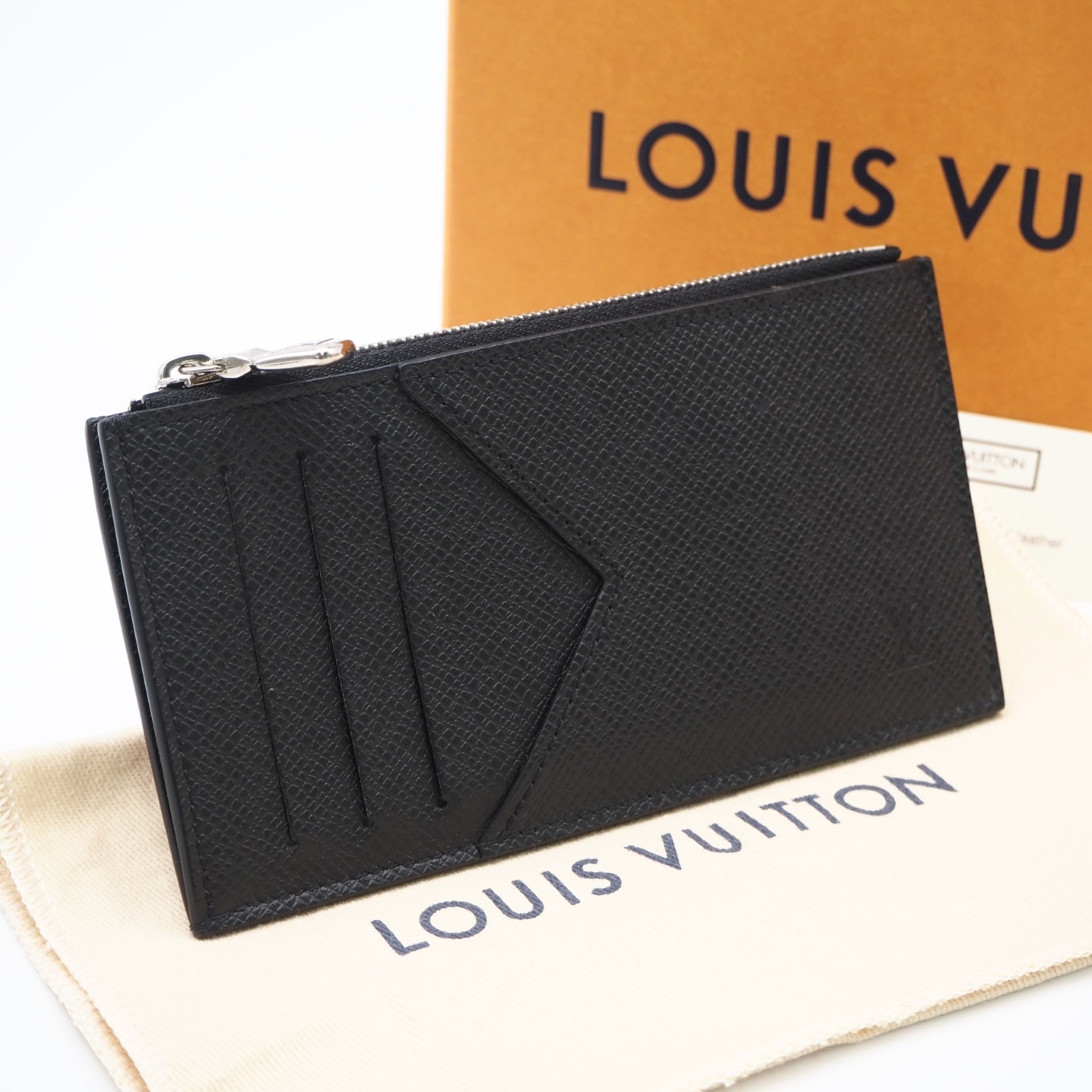 美品 LOUIS VUITTON ルイ・ヴィトン タイガ コインカードホルダー ノワール M62914 コインケース ブラック カーフレザー メンズ