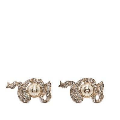 シャネル ココマーク リボン モチーフ ピアス ゴールド メッキ フェイクパール ラインストーン レディース CHANEL 【中古】