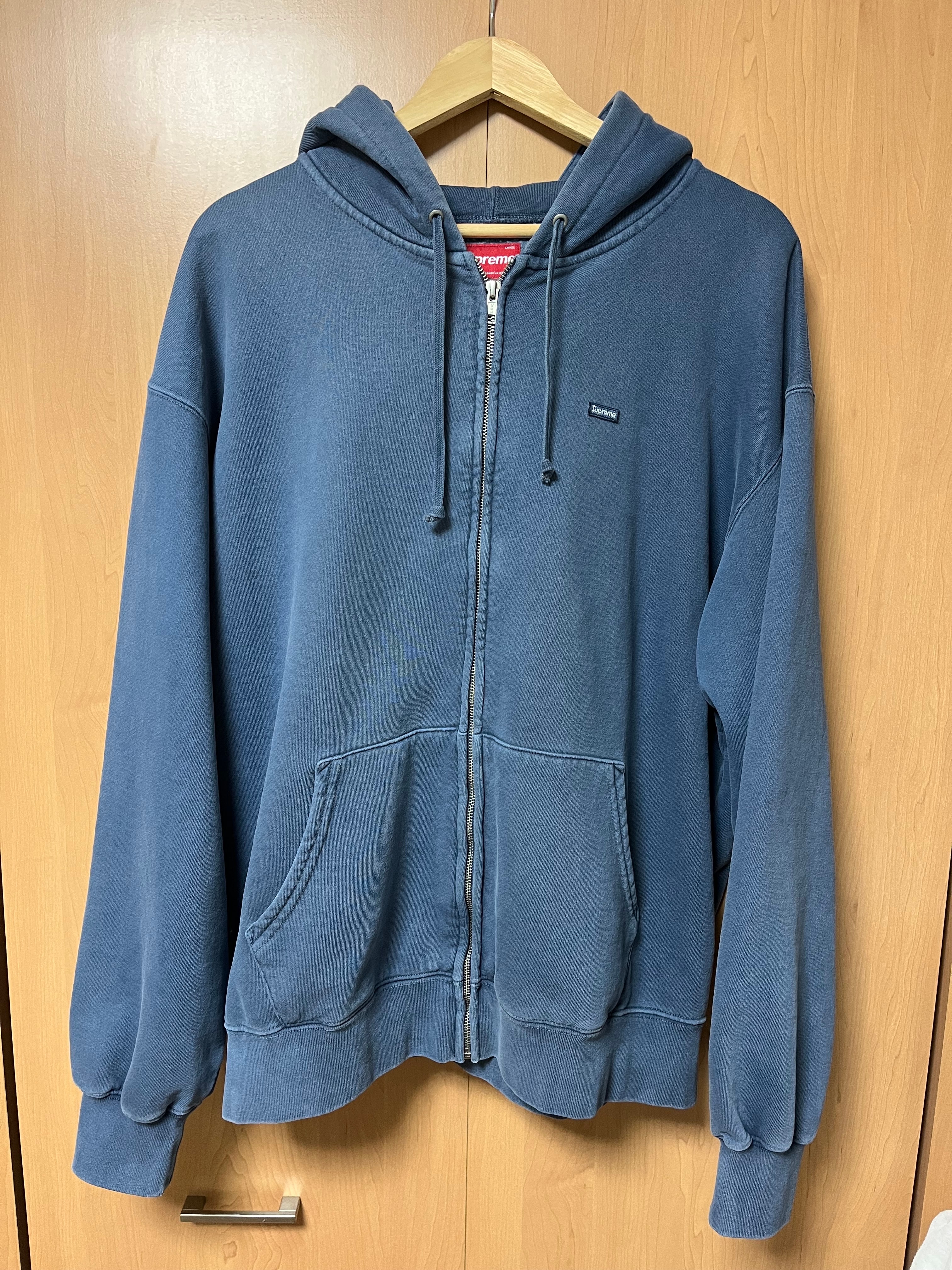 Supreme Overdyed Small Box Zip Up Hooded Sweatshirt "Dark Slate"