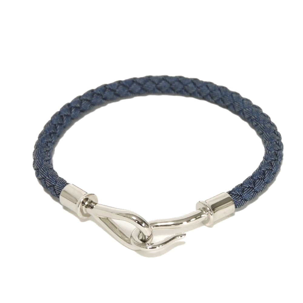 HERMES エルメス ジャンボ H ジーンズ コットン コード イントレチャート 編み込み バングル 美品 ロゴ デニム ジーンブリュット ブレスレット