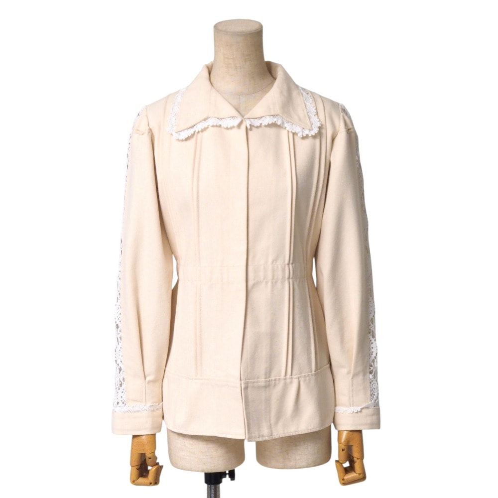 ■美品■2022SS■Maison Margiela メゾン マルジェラ ジャケット サイズ38 レース コットン タック ペプラムジャケット イタリア製 ブランド古着【中古】20250724/RA5604