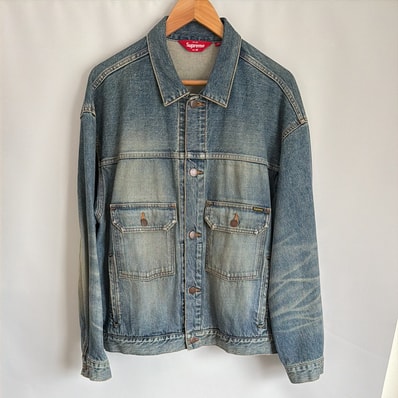 Supreme Distressed Selvedge Trucker Jacket "Washed Indigo"