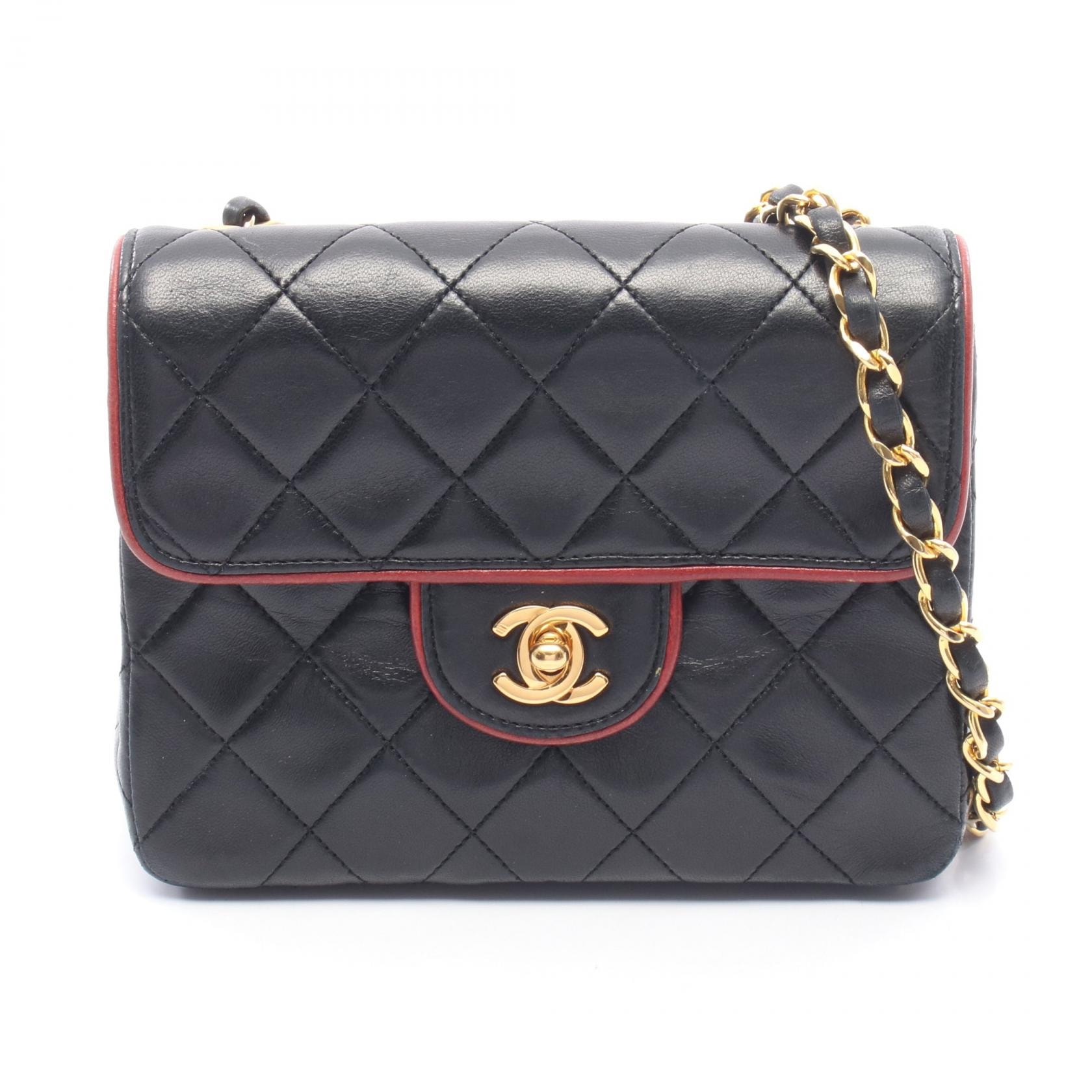 シャネル CHANEL ミニマトラッセ ショルダーバッグ バッグ ラムスキン(羊革) レディース ブラック系 / レッド系 【中古】