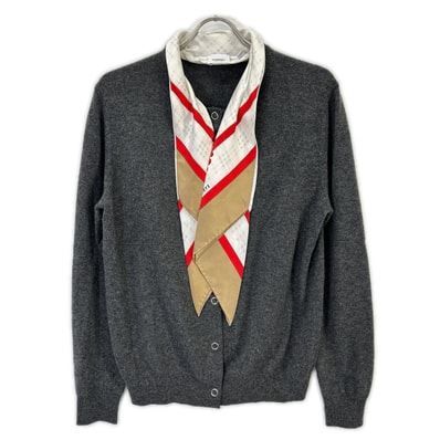 バーバリー 【国内正規】8030022 Maggie cardigan シルクスカーフ付 カシミヤ100% ニットカーディガン L/G