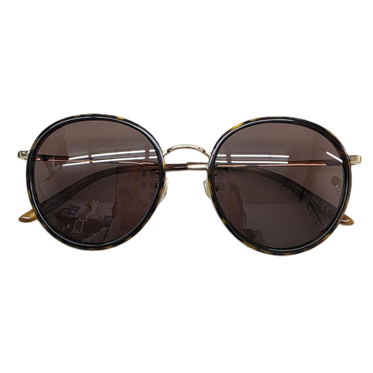 GUCCI グッチ ラウンド ボストン型 サングラス GG0677SK-002 ブラウン ゴールド レディース【中古】