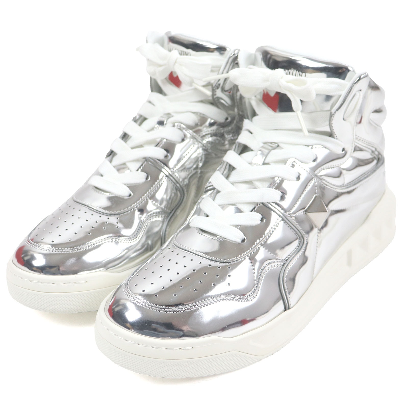 未使用品 ヴァレンティノ
 ハイカットスニーカー シルバー ホワイト メンズ 44