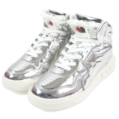 未使用品 ヴァレンティノ
ハイカットスニーカー シルバー ホワイト メンズ 44
