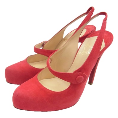 Christian Louboutin クリスチャンルブタン パンプス ROLANDE BOUCLE 120 SUEDE スエード ハイヒール パンプス レッド系 35【中古】