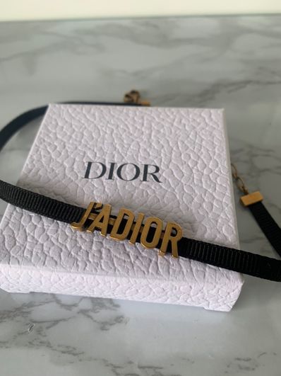 Dior J'ADIOR Choker Metal and Black Grosgrain Ribbon "Antique Gold"