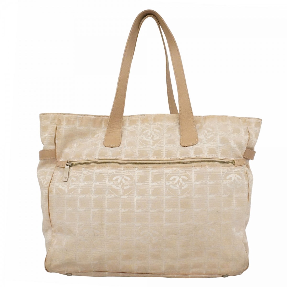 【6dc3542】シャネル トートバッグ ニュートラベル ナイロン ベージュ ゴールド金具【中古】レディース