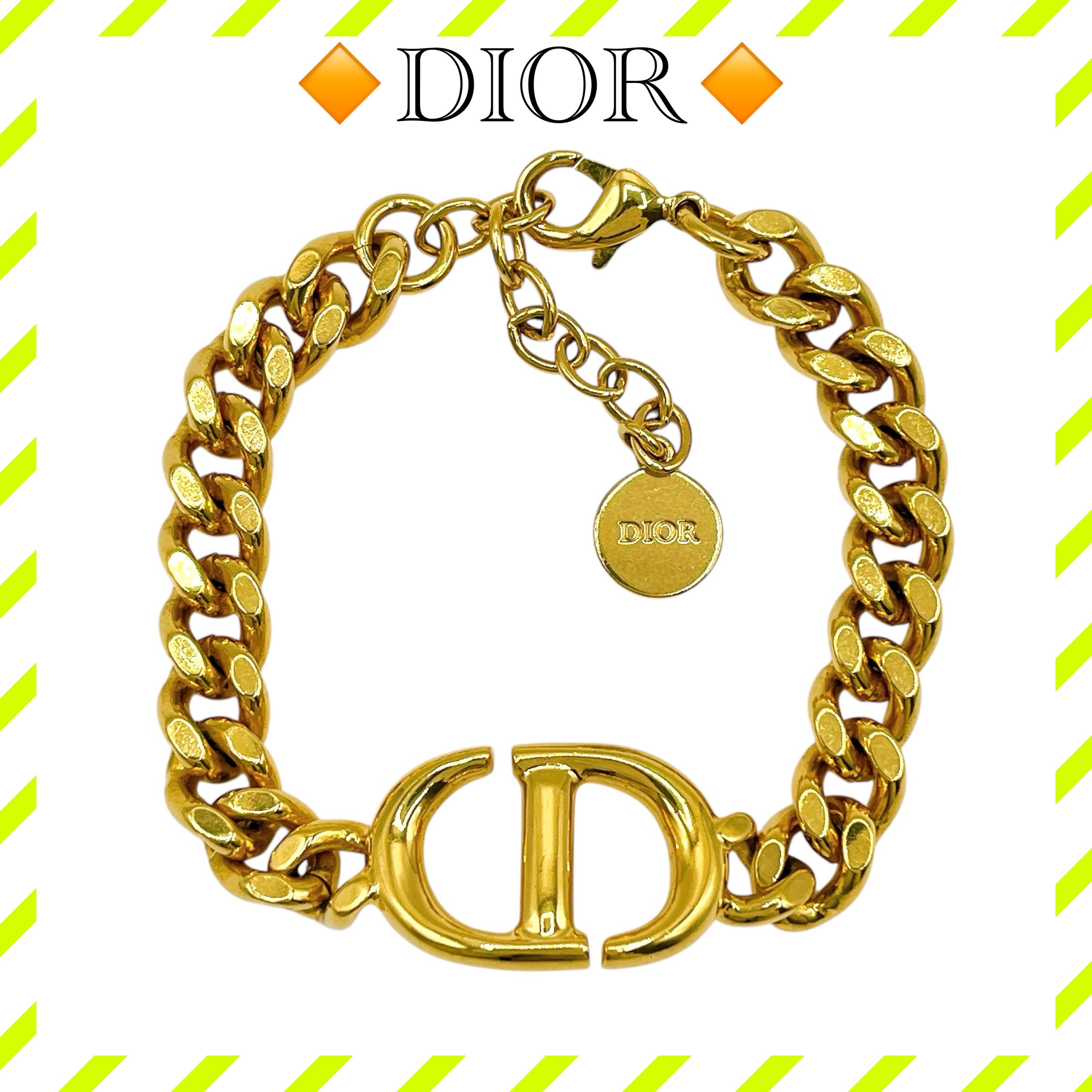 美品 ディオール GP CD NAVY ブレスレット 金 ゴールド ユニセックス