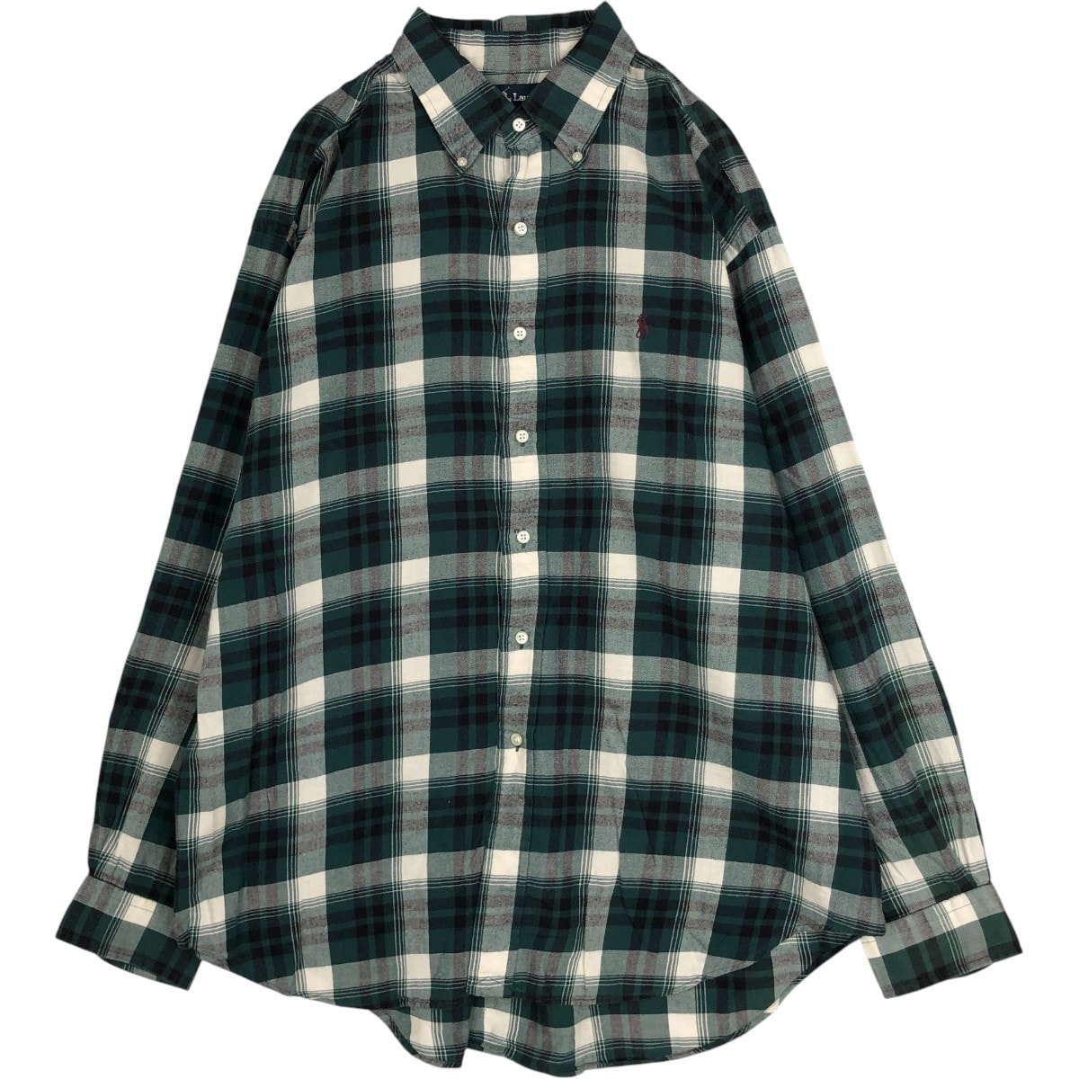 古着 ラルフローレン Ralph Lauren BLAIRE 長袖 ボタンダウン ライトネルチェックシャツ メンズXL相当/eaa677096