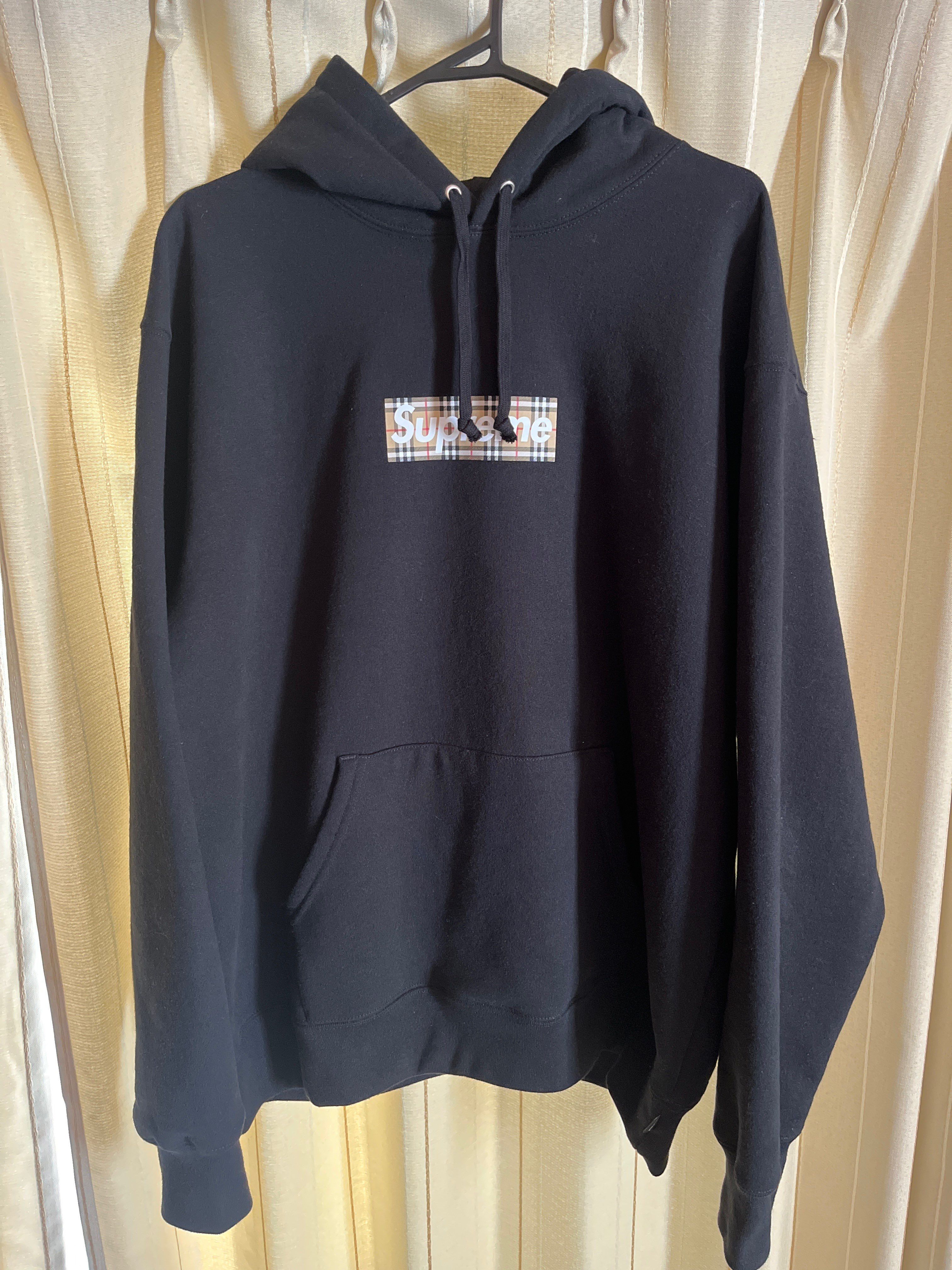 Supreme / Burberry Box Logo Hooded Sweatshirt "Black"