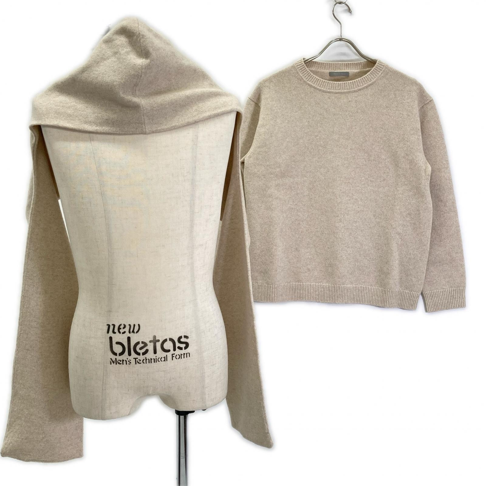 セオリーリュクス 25AW 03-5401790 ベージュ ウールカシミヤフーディーストール付きセーター 38