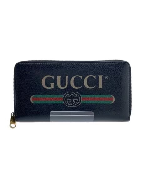 GUCCI Vintage Logo Print Zip Around Wallet "Black"